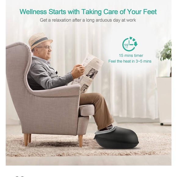 Medcursor MDFM400 Black Gray Pain Relief Heated Shiatsu Foot Massager, - Picture 5 of 12